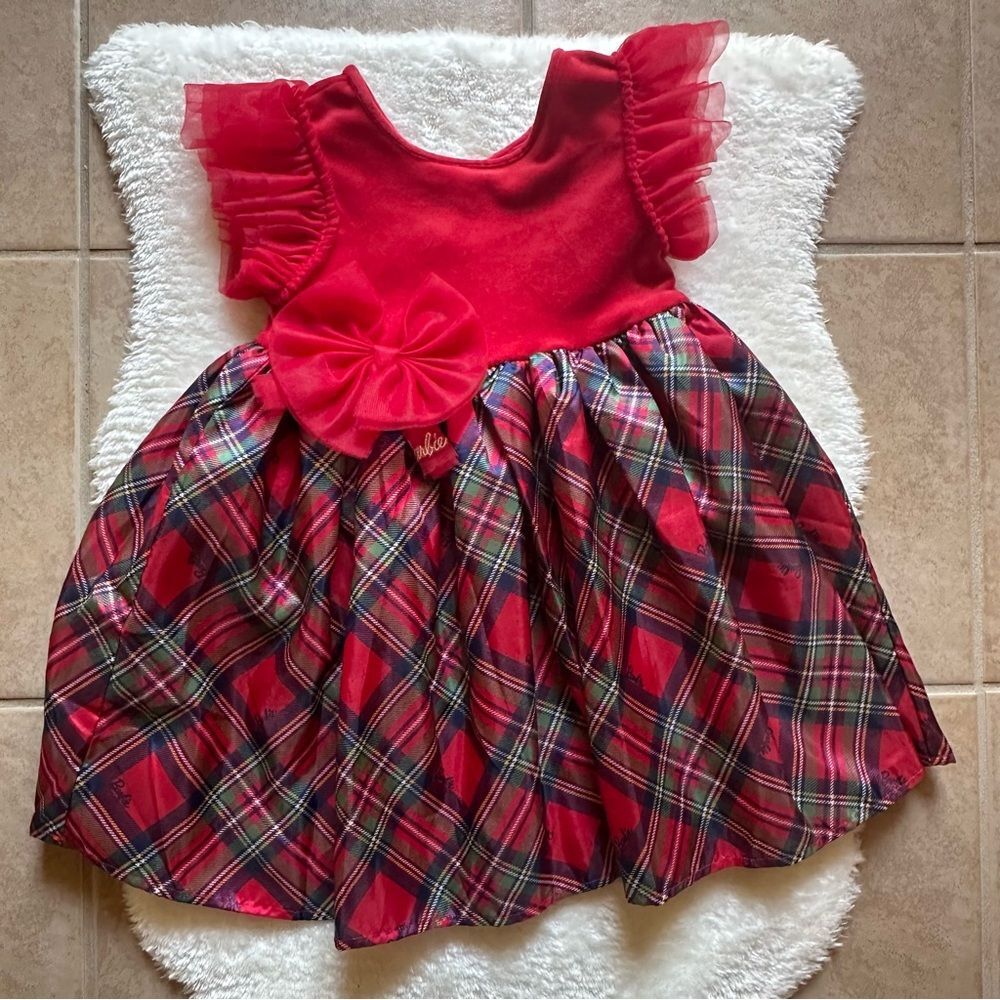 Barbie Girls Holiday Vibrant Red Fleece Fabric Size 5T